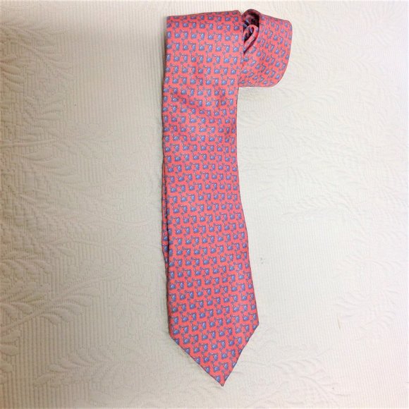 BATTISTONI ROMA Crab with Claws Nectk Tie Salmon Pink & Blue BAT 0833 - Picture 4 of 9